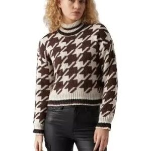 NWT Vero Moda Brown and Cream Houndstooth Sweater, Size XXL